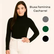 Blusa Feminina de Frio Manga Longa com Gola Cacharrel Tam P