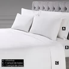 Jogo de Lençol para Cama Queen Size 6 peças Percal 200 fios - 100% Algodão