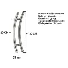 Puxador Arco Belíssima 30cm Alumínio