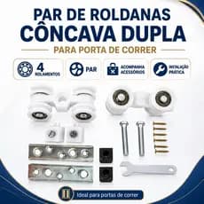 Roldana Côncava Dupla Para Porta de Corre 4 Rolamentos (Par)