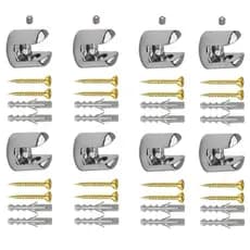 kit 8 Suportes Tipo Fenda 8mm em Zamac com parafusos e buchas Prateleira de Vidro ou Madeira