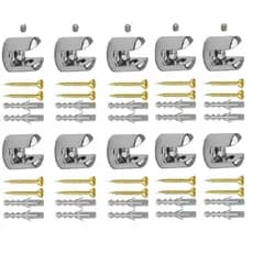 kit 10 Suportes Tipo Fenda 6mm em Zamac com parafusos e buchas para Prateleira de Vidro ou Madeira
