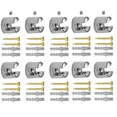 kit 10 Suportes Tipo Fenda 10mm em Zamac com parafusos e buchas, Prateleira de Vidro ou Madeira