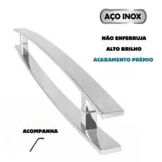 Puxador Duplo Arco Chato Inox 60cm 40x10mm