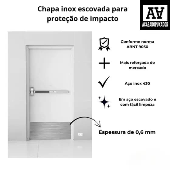 Chapa ou Placa de Proteção para Portas de Banheiro Deficiente PNE Inox 430