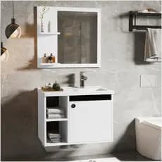 CONJUNTO GABINETE COM ESPELHEIRA E CUBA PARA BANHEIRO 60CM ADONIS VARIAS CORES