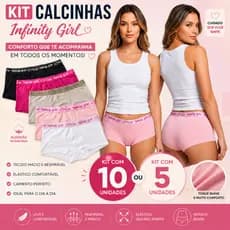 Kit Calcinha Boxer Cueca Feminina Cotton Calcinhas de algodão
