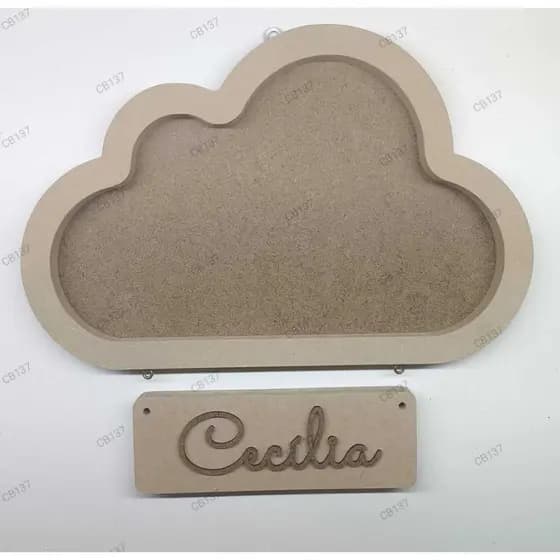 Nicho nuvem em MDF + placa com nome