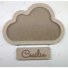 Nicho nuvem em MDF + placa com nome