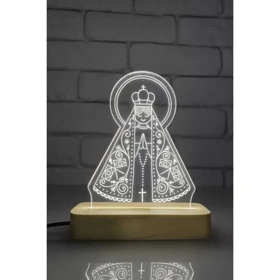 Luminária Led 3D Nossa Senhora Abajur USB Presente Criativo Decoração