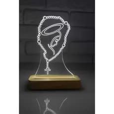 Luminária Led 3D terço Nossa Senhora Abajur Presente Criativo Decoração