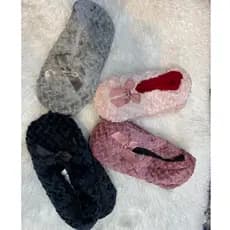 Pantufa Sapato Adulto Feminina Aberto Com Pelo Lacinho Dentro Super