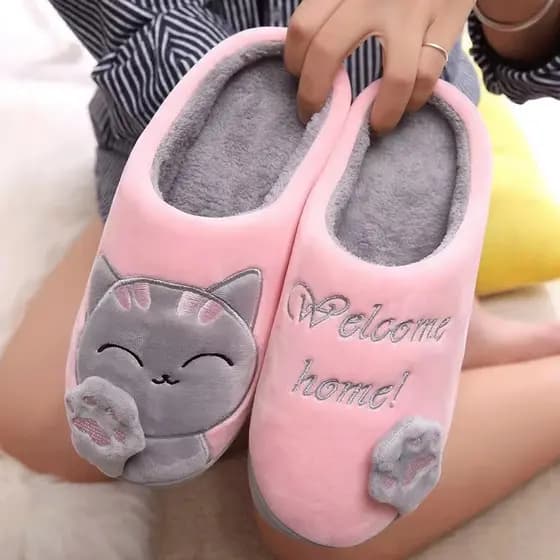 Sapato / Chinelo Feminino Gato Da Sorte De Inverno Antiderrapante Flexivel Quente De Inverno/PTF06-163