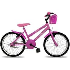 Bicicleta Feminina Aro 20 Infantil Branca Com Cestas Power Bike Bella pedivela cromado;preto