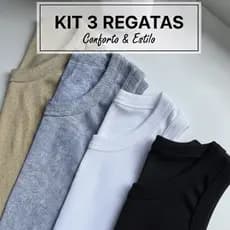 KIT 3 CAMISA REGATA FEMININA CANELADA RIBANA BÁSICA DO P AO G ALTA ELASTICIDADE Blusinha Feminina Algodão