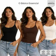 Blusinha de Alcinha Canelada Regata de alcinha Blusa de Algodão Feminina