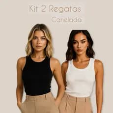 Kit 2 Regatas Femininas  Camisa Básicas Canelada