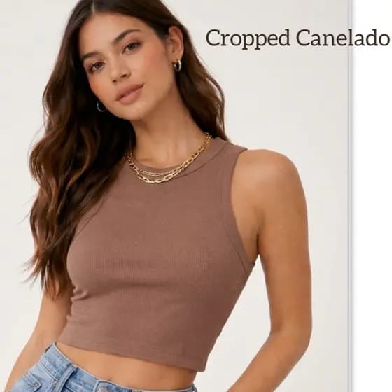 Cropped Canelado de Ribana Blusinha Básica Regata Tendência Camisa de Algodão