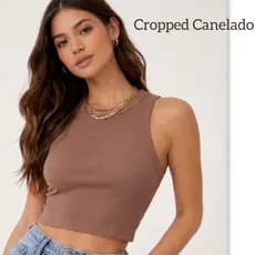 Cropped Canelado de Ribana Blusinha Básica Regata Tendência Camisa de Algodão