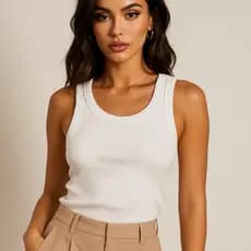 Blusa Regata Feminina Canelada De Algodão com Elastano Básica