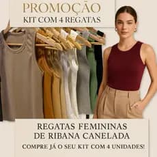 Kit com 4 Regatas Femininas Ribana Canelada - Estilo e Conforto para o Dia Dia