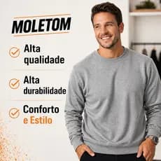 Moletom Gola Redonda Blusa De Frio Básico Careca Casaco Feminino Masculino Flanelado Liso Algodão