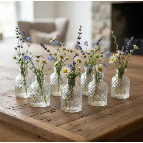 Kit 10 Mini Vasos Vidro Relevo Decorativo Lembrancinha