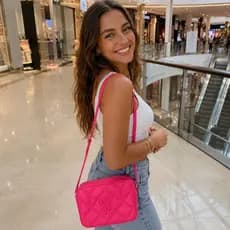 Bolsa Feminina Lolla Virgínia Emborrachada com Alça Transversal Quadrada Moderna Elegante Versátil
