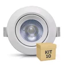 Kit 10 Spot Led 3w 5w 7w 9w 12w Embutir Redondo Direcionável Branco 6500K / 3500K