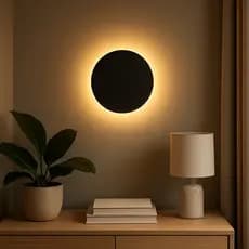 Arandela Eclipse Redondo LED Luz Indireta Externa/Interna 12W-18W-24W 3000K Preto IP66 Bivolt