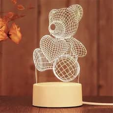 Luminária 3D Criativa LED Mesa Abajur Decorativo USB Luz Noturna Urso|Torre|Roda Gigante (Aleatório)