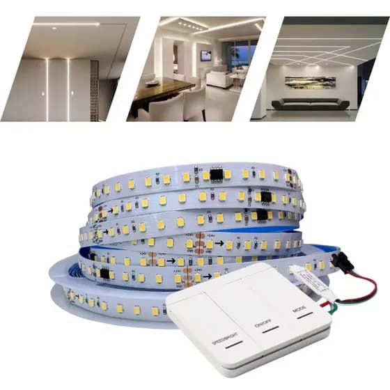 Kit 1-2 Fita Sequencial 10m Digital Endereçável 24V 120 leds + Controle Central 8mm Para Perfil