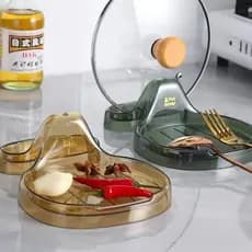 Kit 2 Suportes para Tampas de Panelas – Organizador de Cozinha Multiuso com Descanso de Colher
