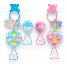 Kit Chocalho P/ Bebê 3 Peças Baby Play Set Rosa e Azul - Pica Pau-ref.449