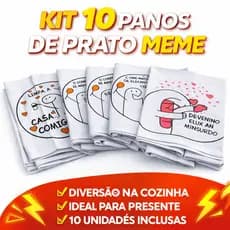 Kit 10 Panos de Prato Meme  40x68cm Estampas Sortidas