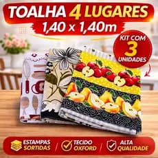 Kit 3 Toalha de Mesa 4 Cadeiras Quadrada Forro De Mesa 1.40m x 1.40m