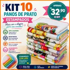 Kit 10 Panos De Prato Com Vies Estampado Grande