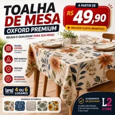 Kit 3 Toalha De Mesa Estampada Oxford 4 E 6 Lugares