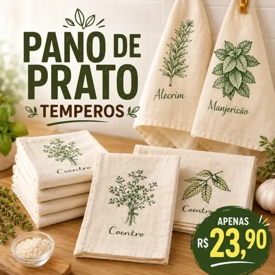 Kit Pano De Prato Rustico Colecao Tempero Grande