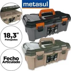 Caixa de Ferramentas Grande Reforçada Tática 18.3" PP Cores Original Metasul