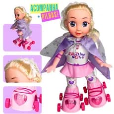Boneca Patinadora Radical Patins Brinquedo Anda Canta Dança Luzes