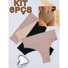 Kit 6 Calcinhas Altas Cobre Umbigo Cós 8 Cm Modela o corpo Sem Custura