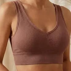 Top Sutiã Camiseta Cropped conforto Fitness Dia a dia Canelado Pala Largua com fecho traseiro