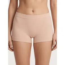 Kit cueca shortinho feminino canelado sem costura poliamida conforto cores neutras