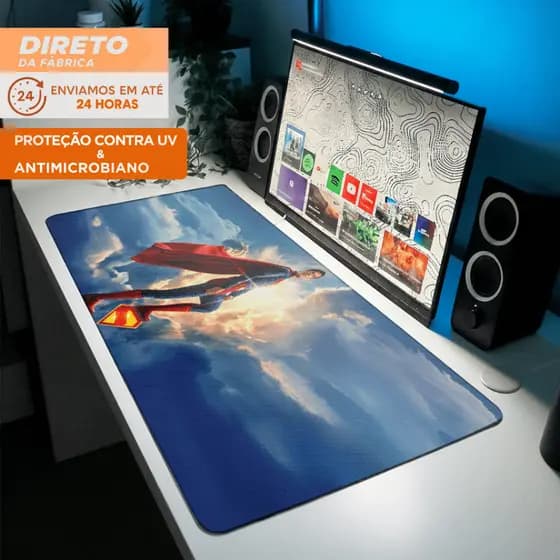 MousePad Grande Antiderrapante Grande  80x30 Supermen Super Homem Mouse Pad Grande RGB