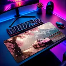 Mouse Pad Gamer XXL 80x30cm Estampa " Anime de Carro rosa  " Neoprene Antiderrapante Desk Mat Grande
