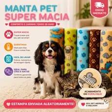 Manta Pet Cobertor Para Cachorro Coberta Soft Estampado Cachorro Gato Cães 90x85cm