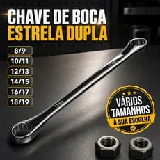 Chave Boca Estrela Deslocada Dupla Profissional Cromado de Alta Resistência para Mecânica