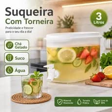 Suqueira Plastica Com Torneira e Tampa Removível  3 Litros Garrafa Geladeira Suco Água Chá Gelado