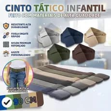 Cinto Infantil Poliéster Reforçado Fivela PVC Antialérgico Ajustável Escolar Passeio Menino Resistente